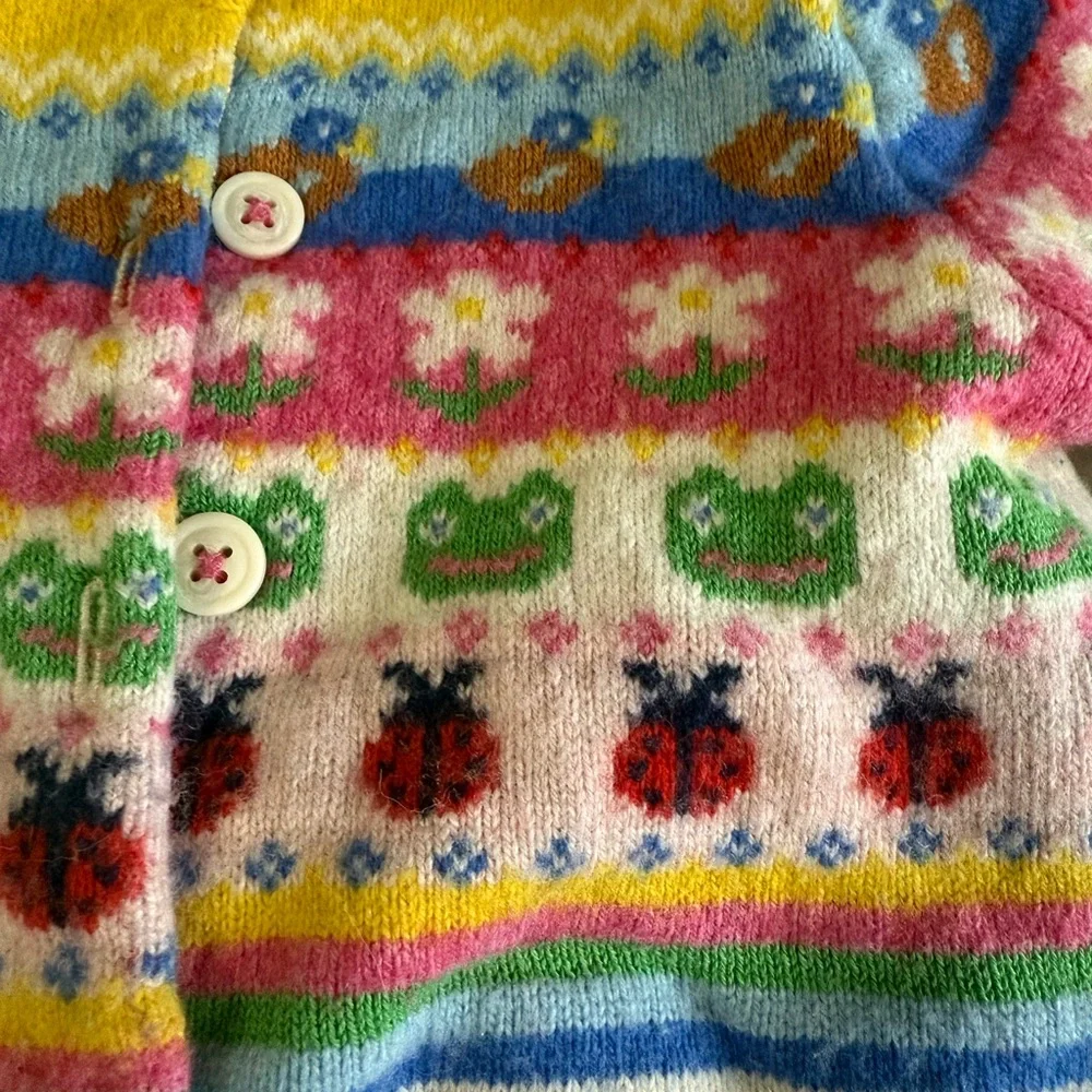 Mini Boden Yellow Knit Cardigan with Multicolor Accents - Picture 2 of 5